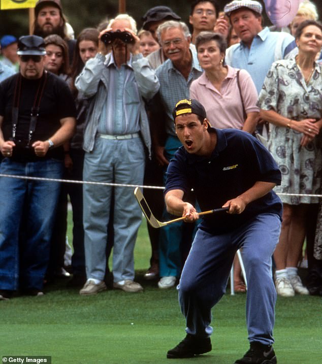 Sandler's legendary character plays golf in a scene from the hit 1996 comedy