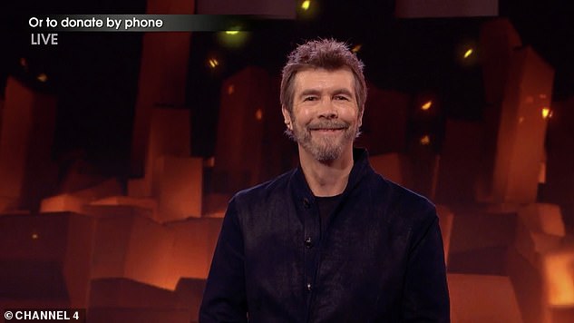 He's back: Rhod Gilbert, 55, made an emotional return to TV on Friday to host Channel 4 special Stand Up to Cancer: The Takeover