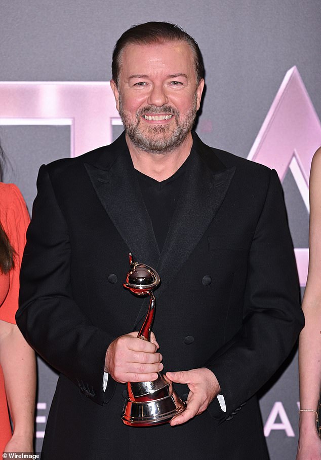 How old?  Ricky Gervais has faced backlash for being trolled for calling himself 'middle-aged' and people can't believe how old the comedian really is (pictured in October 2022)