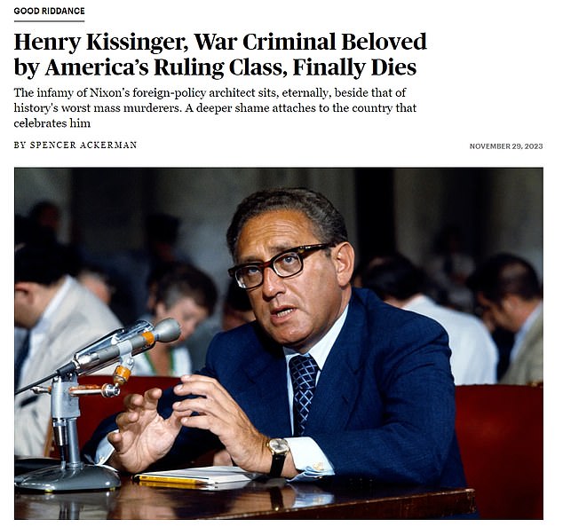 Rolling Stone headlined the death of Henry Kissinger on Wednesday evening