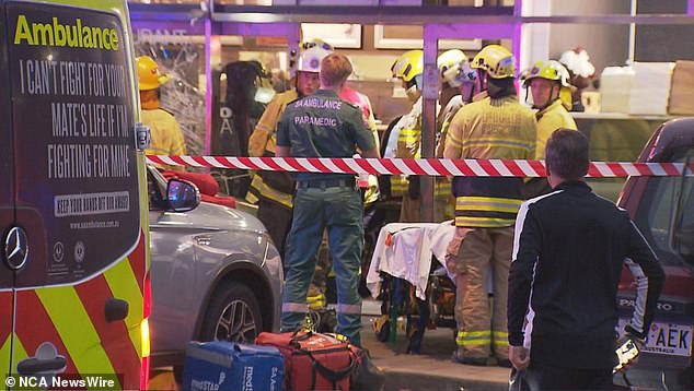 A car has crashed through the facade of an Adelaide pizzeria.  Image: 9 NEWS