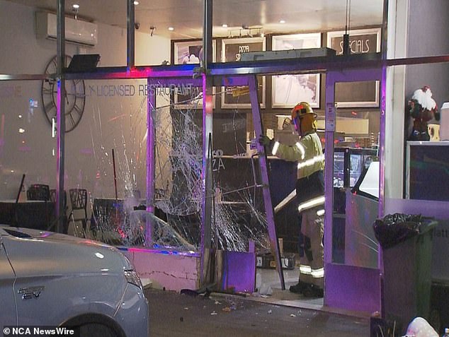 The damaged pizzeria.  Image: 9 NEWS