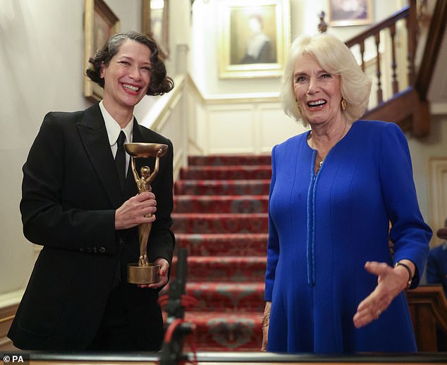 The Queen pictured with Booker Prize Foundation Chief Executive Gaby Wood at the reception