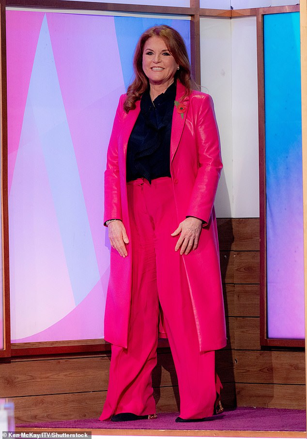 Sarah positively glowed as she wore a bright pink coat and matching trousers on Loose Women