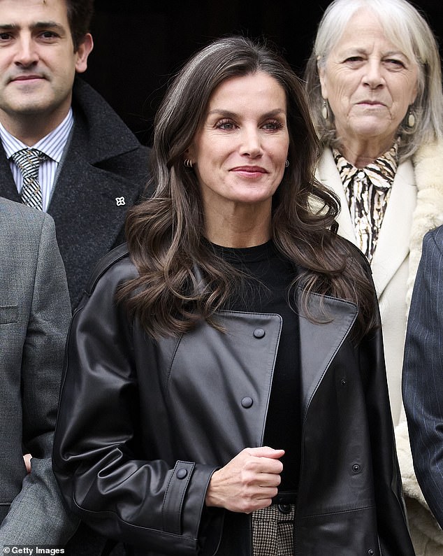 Queen Letizia of Spain showed off her gray locks as she arrived at a seminar on language and journalism