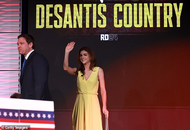 DeSantis was introduced on stage by his wife Casey as 