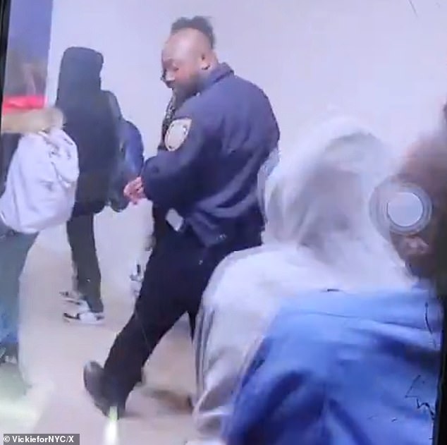 The clip, posted by the politician, was recorded on another phone.  Hillcrest High School students responsible for the arrest were arrested and charged, New York police confirmed