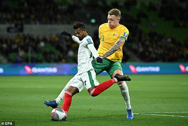 The Socceroos are determined to stay focused when they take on Palestine in their upcoming World Cup qualifier (pictured right, defender Harry Souttar)