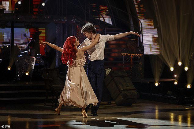 Moving: Bobby Brazier and his Strictly partner Dianne Buswell prepare to perform an emotional dance in honor of his mother, Jade Goody, on Saturday night