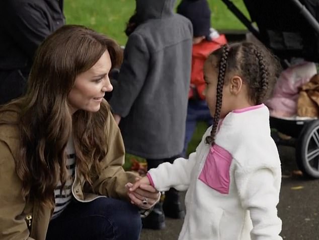 Kate, 41, met little Noa Redgrave, four, during her visit to the North London support group for fathers and their children