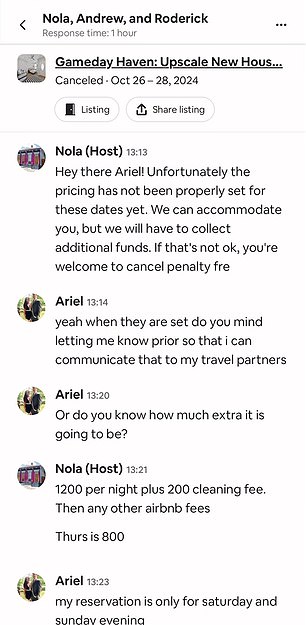 However, after booking her Airbnb, the host claimed she had to pay triple the price