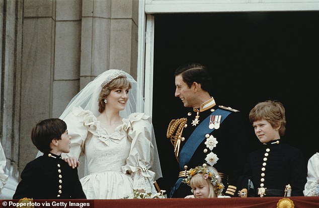 Controversial: Princess Diana is seen talking to her boyfriend Dodi Al Fayed on a yacht in the episode where she compares her wedding day to Charles to stepping on a landmine (Charles and Diana pictured on the royal balcony in 1981)