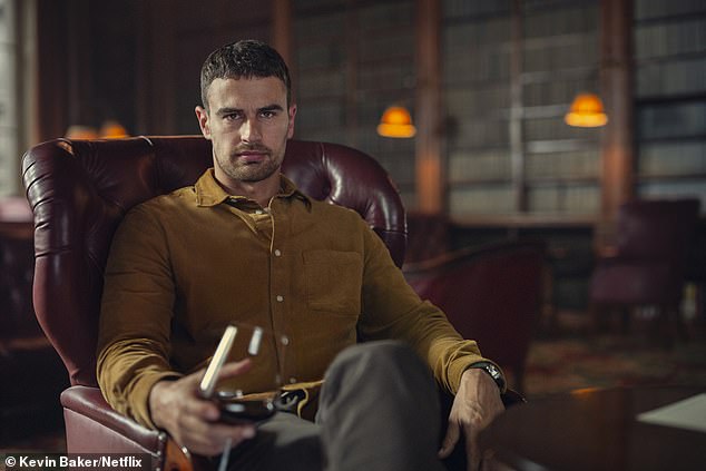 Brave: Theo James looks effortlessly friendly in the first images released from Guy Ritchie's Netflix adaptation of The Gentlemen