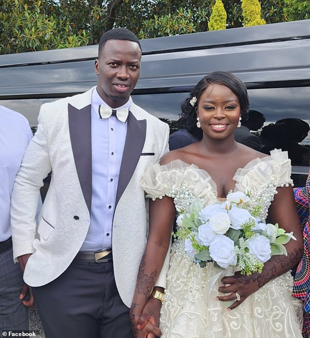 Maketh Bul (left) and Aluet Diing Aruai (right) exchange vows on Saturday