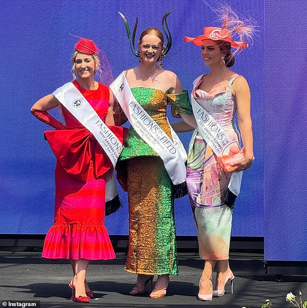 Bold colors were all the rage among the Fashion on the Fields competitors at the Melbourne Cup, but it was a shimmery ombre green and gold number that took top spot