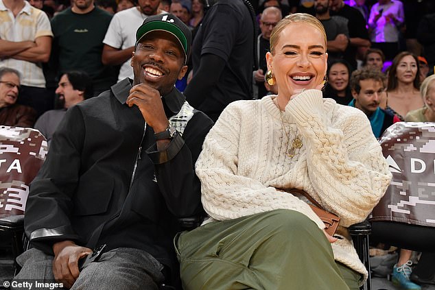 Newlywed bliss: Adele and Rich Paul were the picture of newlywed bliss as they watched the LA Lakers take on the Dallas Marvericks in Los Angeles on Wednesday