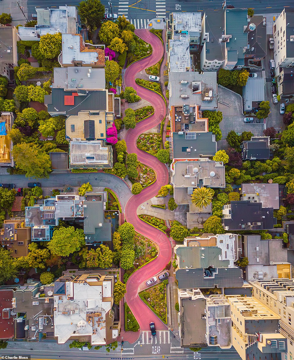 This stunning image of San Francisco's Lombard Street won Brit Charlie Moss Best Drone Photographer (People's Choice) at the 2023 British Photography Awards