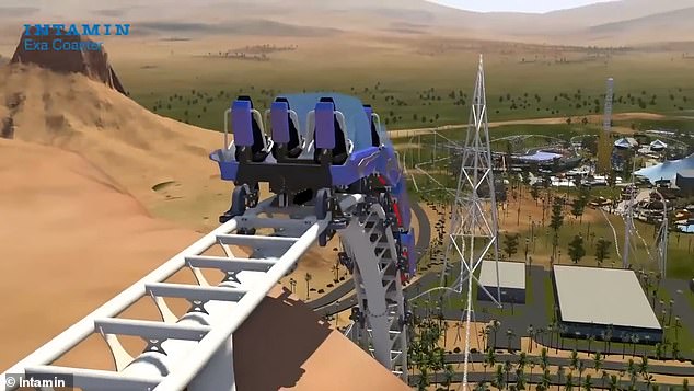 Projections show what roller coaster fans can expect as they plunge 650 feet off a cliff