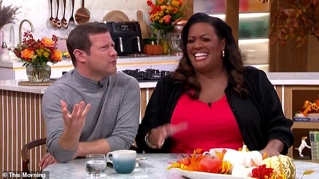 Funny moment: Dermot O'Leary went into hysterics after Alison accidentally made a very racy sexual innuendo on This Morning on Wednesday