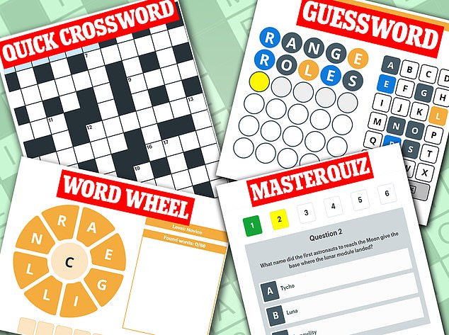 DailyMail.com's new puzzle page is accessible via web browsers on smartphones, tablets and desktops and offers crosswords, number games, quizzes and teasers