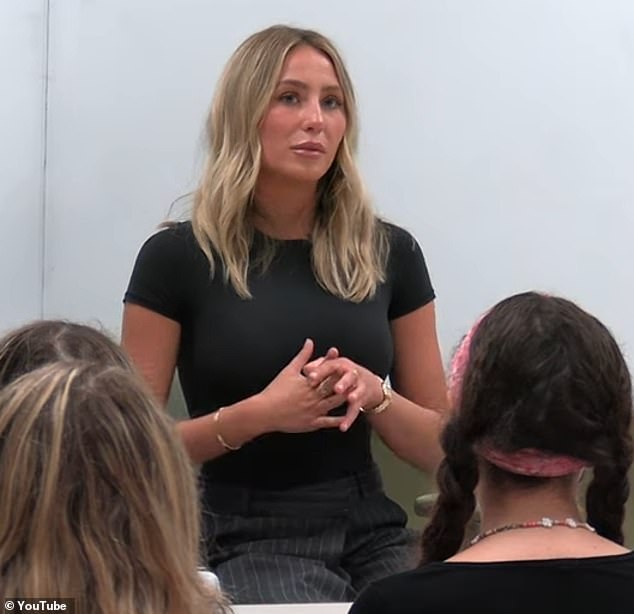 Gen Z's queen bee, 22, gushed about her alma mater while filming one of her famous 'Get Ready With Me' videos - this time fans watched as the blonde beauty prepared to play 'professor'