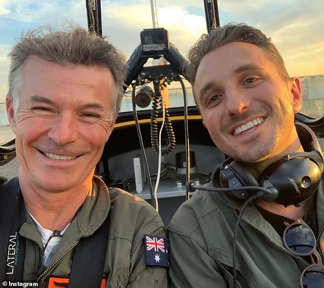 Tommy Little (right) posted a moving tribute to pilot Stephen Gale (left) after he was killed when a former military plane crashed into Melbourne's Port Phillip Bay on Sunday