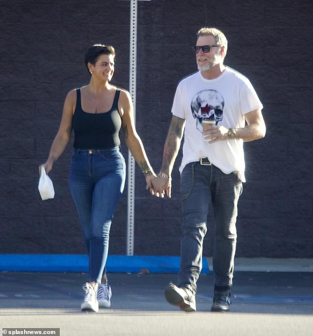 Cute couple: The Canadian actor was spotted on a date with his new love at a local cafe and donut shop.  The two held hands and were both dressed casually