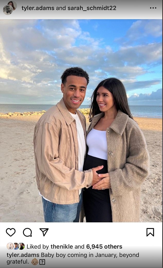 USMNT star Tyler Adams and girlfriend Sarah Schmidt have announced they are having a baby boy