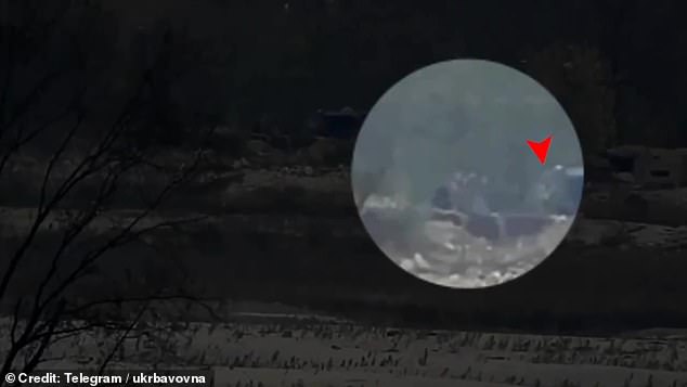 Video reportedly shows the Russian target falling seconds after the SBU sniper took the shot