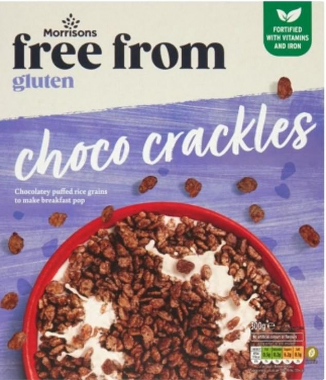 Morrison's own cereal chocolate crackles, which are gluten-free, contain hazelnut, milk and oats - which is not stated on the box