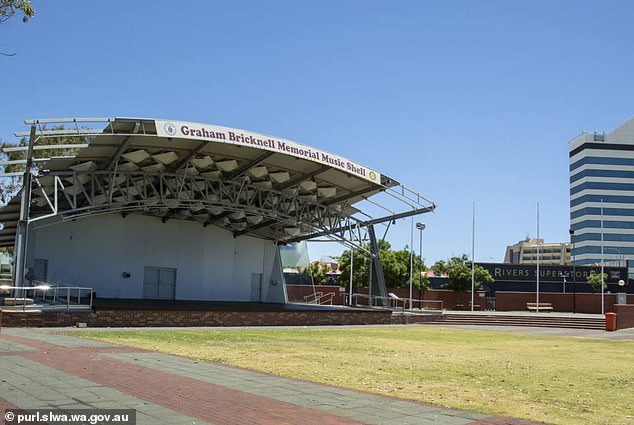 The City of Bunbury played The Wiggles' Hot Potato on loop at the Graham Bricknell Music Shell outdoor stage (above) in the city center to scare away the homeless