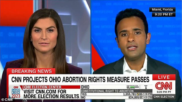 Vivek Ramaswamy appeared on CNN Tuesday night and opened up about his disappointment that his home state of Ohio voted to guarantee access to abortion.