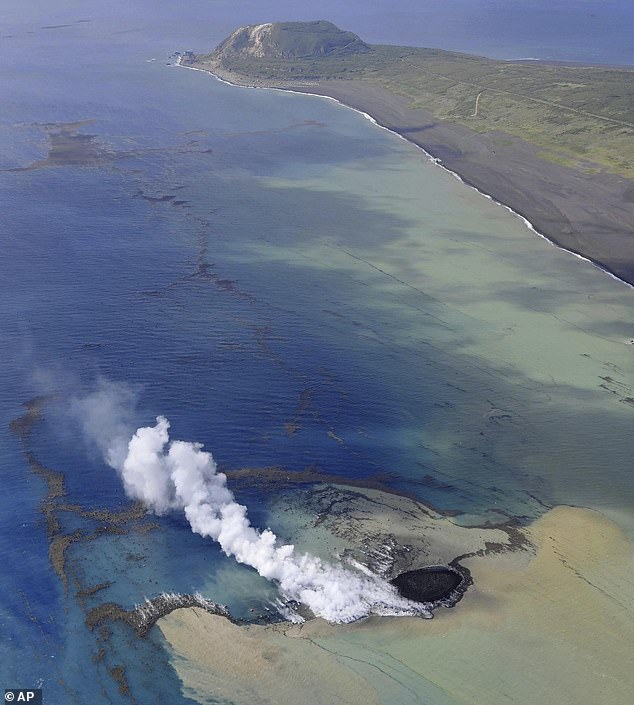 A large collection of light pumice stones has accumulated around the eruption.  Some of this may avoid erosion and form part of the new island