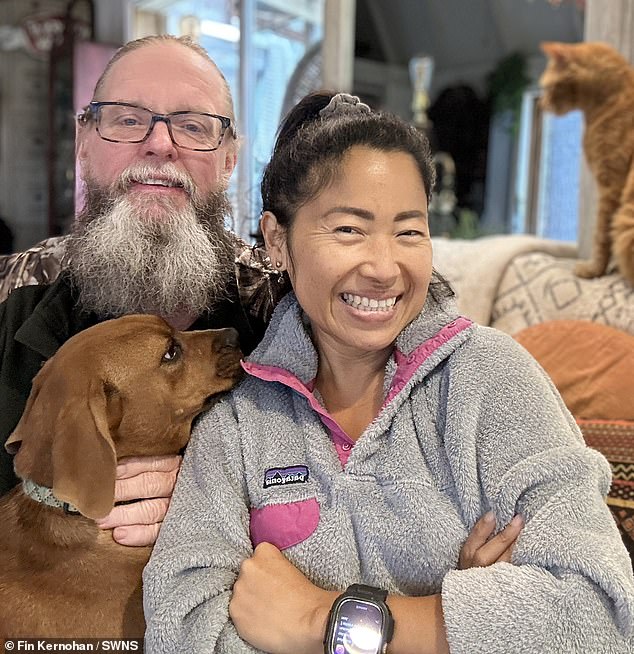 John Kernohan, 61, from Miami, Florida, and his wife, Fin, 44, sold all their belongings to move debt-free into a small off-grid 'shed'