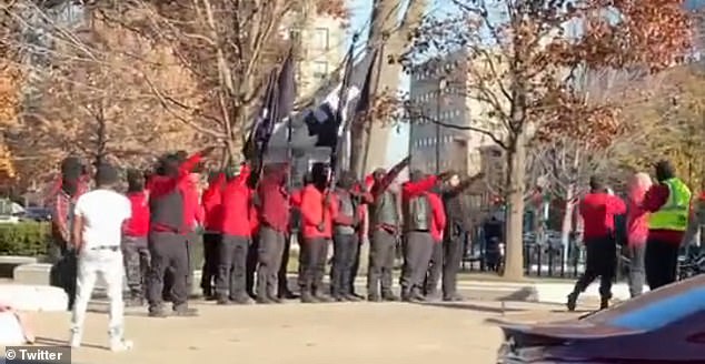 Nazi salutes in the streets of Wisconsin as the group marched through Madison on Saturday