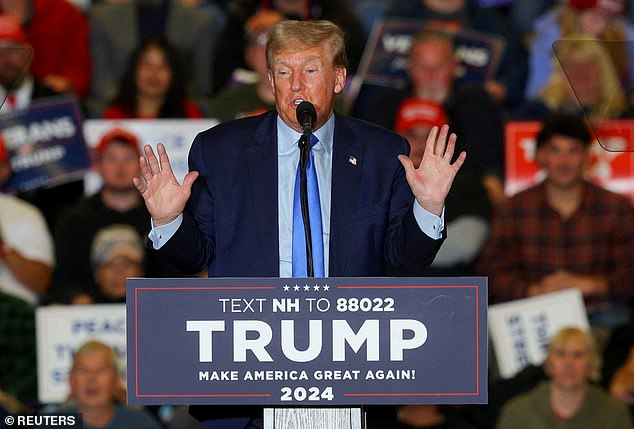 Former President Trump appeared at a campaign rally in Claremont, New Hampshire on November 11