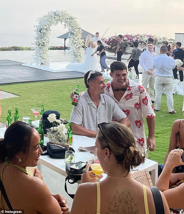 Cleary's Instagram post showed him living it up at a beautiful oceanfront wedding, but his girlfriend Mary Fowler was nowhere to be seen in his vacation photo album