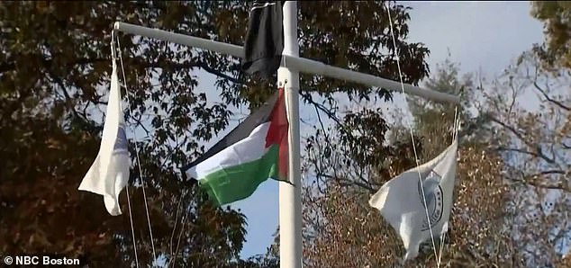 The Palestinian flag was raised over the town of North Andover on Tuesday