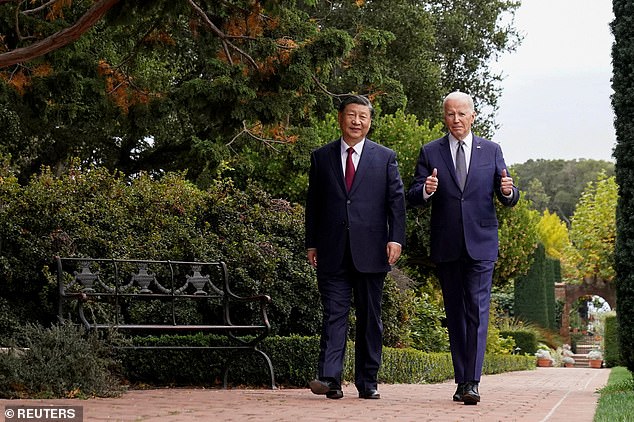 Chinese President Xi Jinping indicated he would send more pandas to the United States – above he walks with President Joe Biden