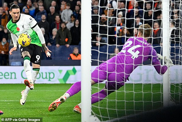 Darwin Nunez felt a bit embarrassed after missing a sitter during Sunday night's match between Liverpool and Luton Town