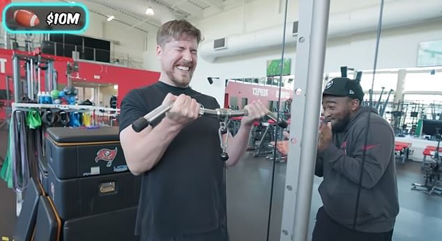 MrBeast also did a workout and tried to weight train like a normal NFL player