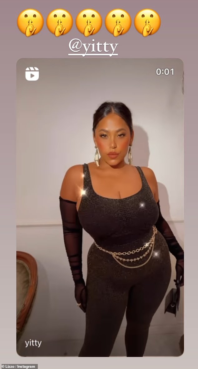 As part of the Yitty promotion, Lizzo accessorized the bodysuit with jewelry and long gloves
