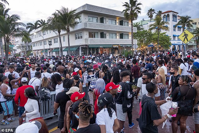 Crowds of people took over Ocean Drive in Miami Beach during spring break in March 2021, just as COVID-19 vaccines were first being rolled out.  Florida Governor Ron DeSantis began reopening the state in May 2020, without forcing residents to wear masks