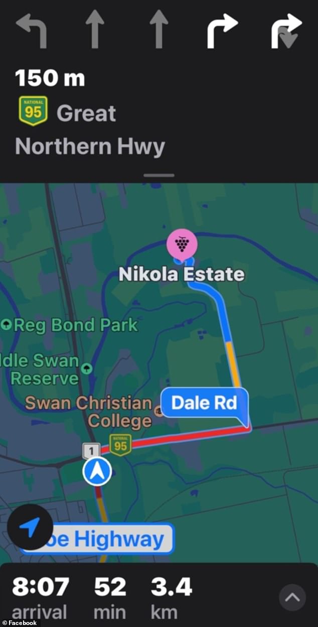 An angry concertgoer shared a screenshot of the traffic jam on their Google maps, showing a travel time of 52 minutes for a 2.1 mile journey