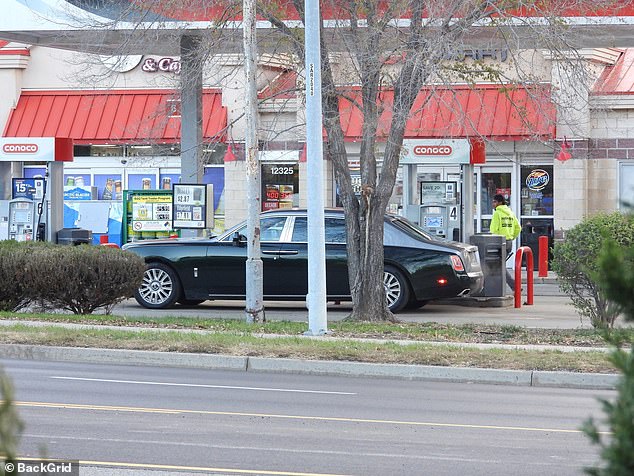 Kelce's Rolls-Royce certainly looked out of place as he pumped gas Thursday morning