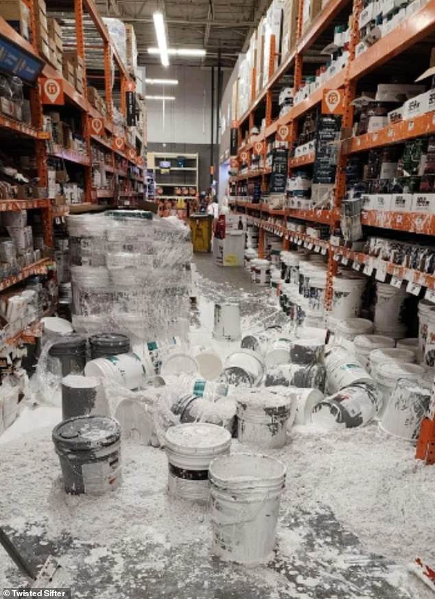 Spill on aisle five!  One Home Depot employee in the US decided to wait a long shift after this accident