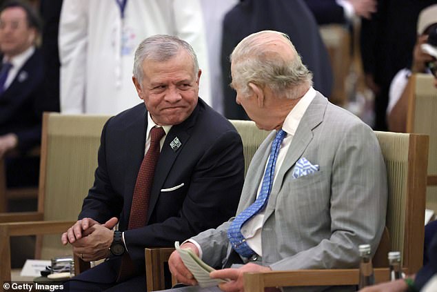 King Abdullah II bin Al-Hussein of Jordan and King Charles III attend the opening ceremony of the World Climate Action Summit during COP28