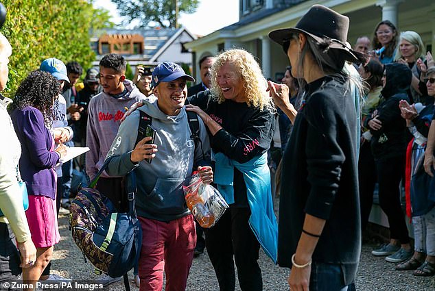 September 2022: A Venezuelan migrant responds to volunteers on the island of Martha's Vineyard.  DeSantis flew 48 migrants from Texas to the island, leaving them stranded