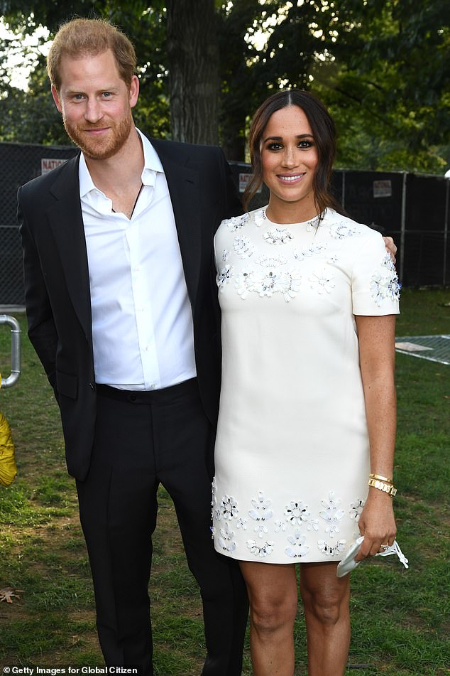 The Dutch edition of Mr Scobie's book named the two royals Meghan (pictured with Harry in September 2021) who were reportedly accused of being 'concerned' about 'how dark' Prince Archie would be, which last night was followed by Piers Morgan who identified them live.  television