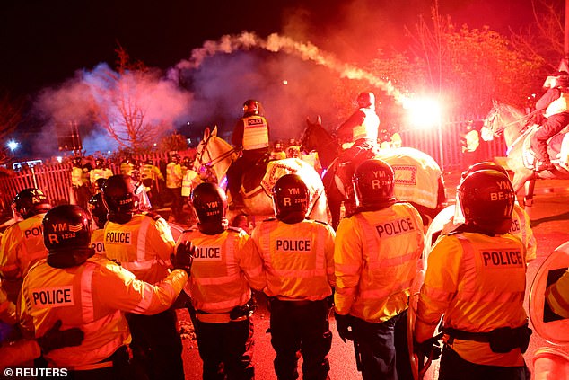 Football hooligans from Poland's Legia Warsaw attacked police officers outside Villa Park on Thursday evening